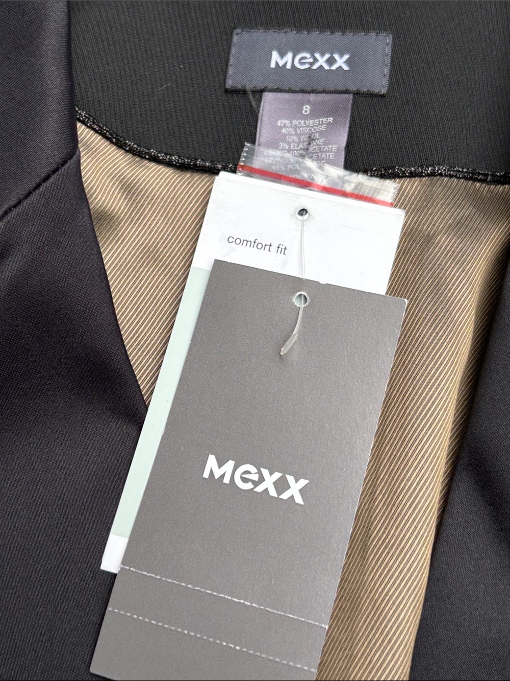 MEXX | Black Tuxedo Style Tailored Chic Corporate Sleek Blazer Jacket | Size 8 - Picture 12 of 12